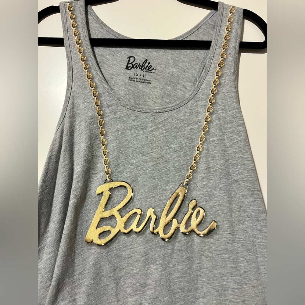Barbie Gray Tank with Gold Chain Print